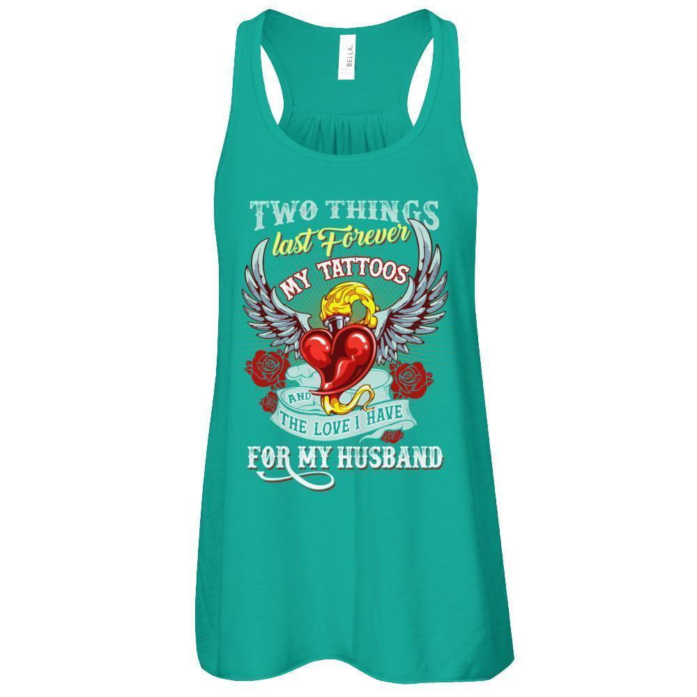 My Tattoos And The Love I Have For My Husband-T-Shirt & Tank Top-Women's Flowy Racerback Tank-Kelly