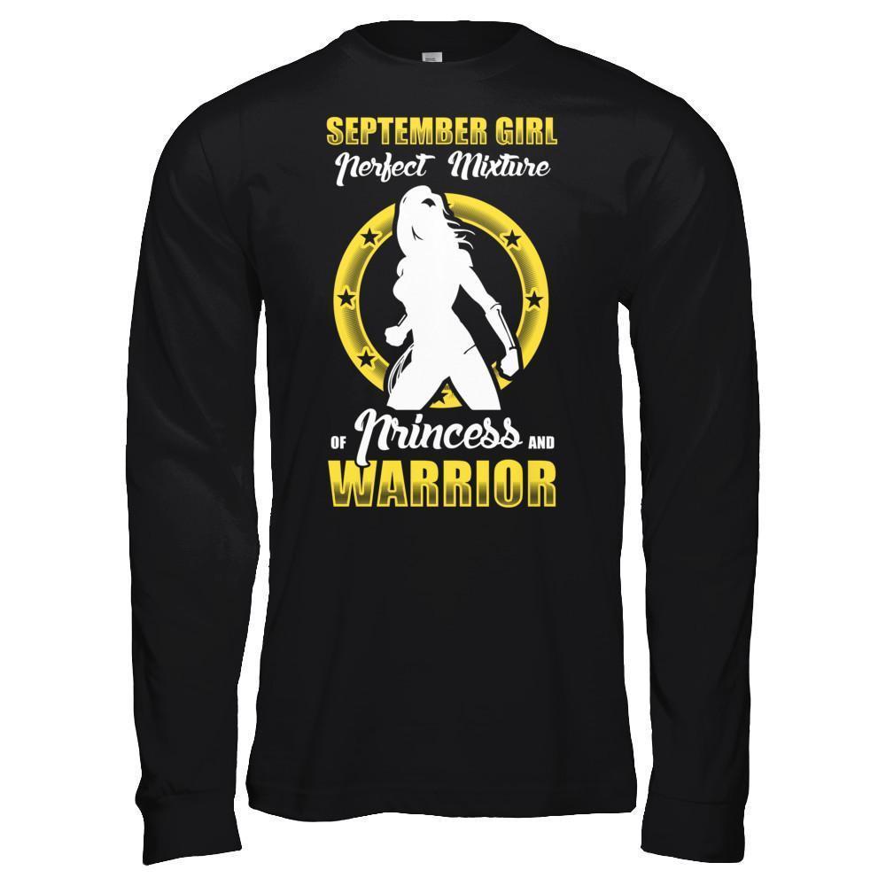 September Girl Perfect Mixture Of Princess And Warrior-T-Shirt & Hoodie-Long Sleeve T-Shirt-Black