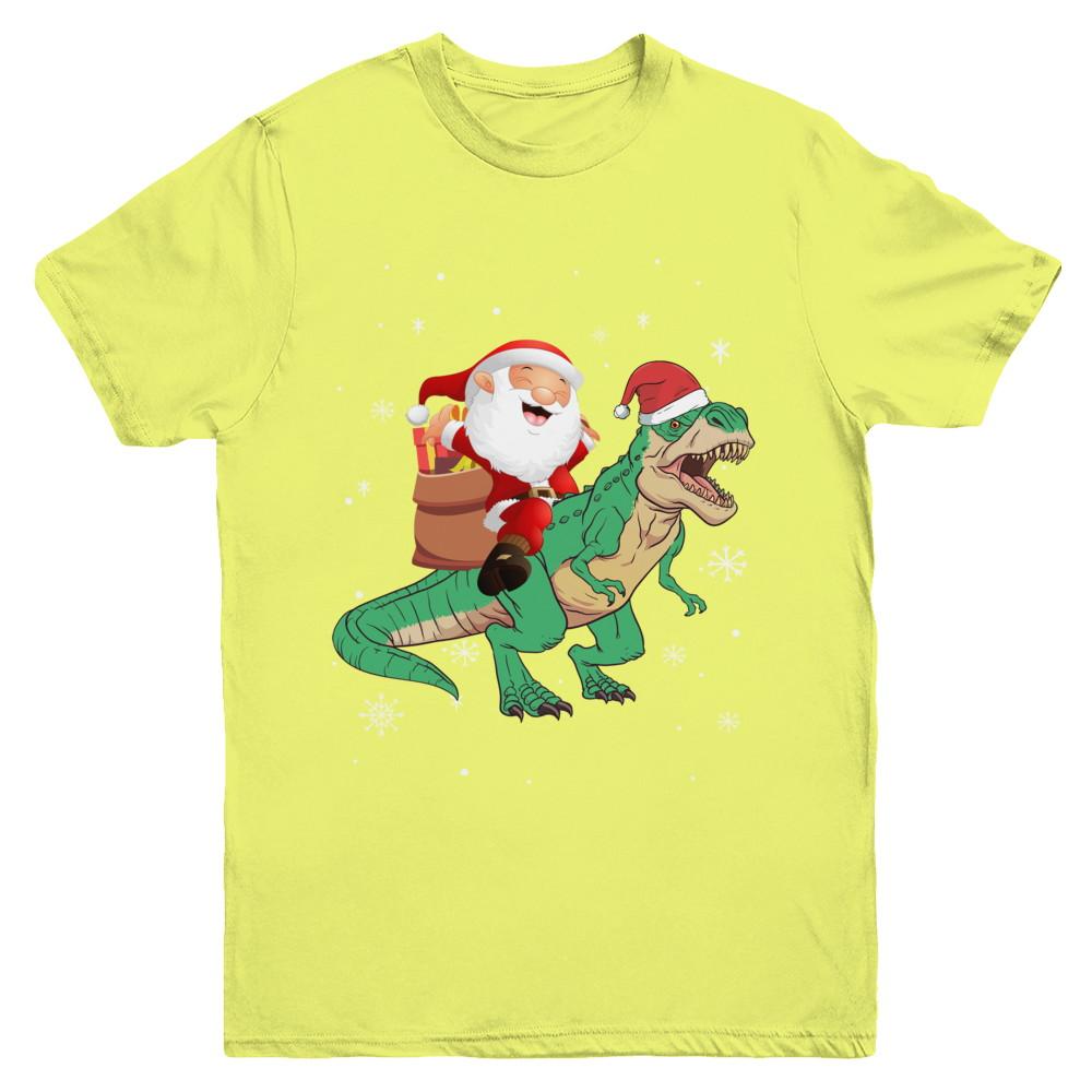 Christmas Santa Kids Dinosaur T-Rex For Boys Kids Youth-Youth Shirt-Youth T-Shirt-Daisy