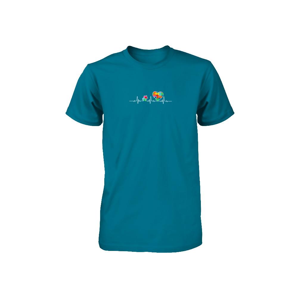 Autism Puzzle Heartbeat Autism Awareness Youth-Youth Shirt-
