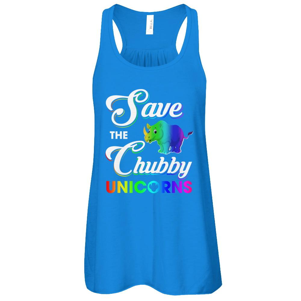 Save The Chubby Unicorns Rhino-T-Shirt & Tank Top-Women's Flowy Racerback Tank-True Royal