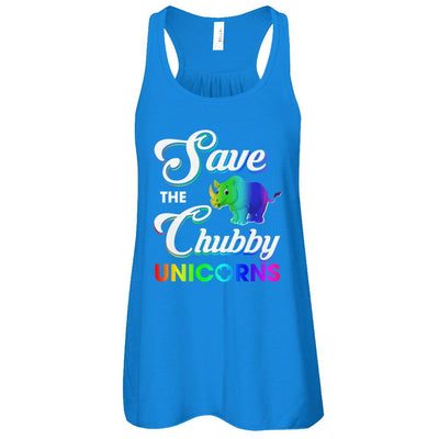 Save The Chubby Unicorns Rhino-T-Shirt & Tank Top-Women's Flowy Racerback Tank-True Royal
