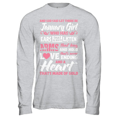 And God Said Let There Be January Girl Ears Arms Love Heart-T-Shirt & Hoodie-