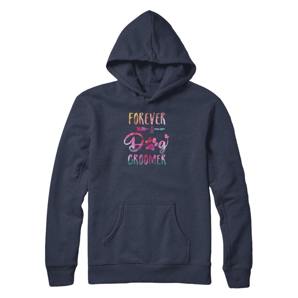 Dog Paw Hairstylist Forever A Dog Groomer For Women-T-Shirt & Tank Top-Pullover Hoodie-Navy