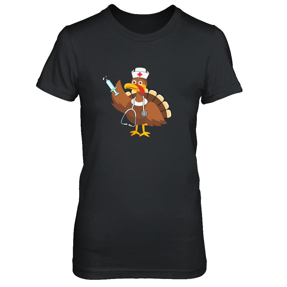 Nurse Turkey Funny Thanksgiving For Nurses-T-Shirt & Hoodie-Women's T-Shirt-Black