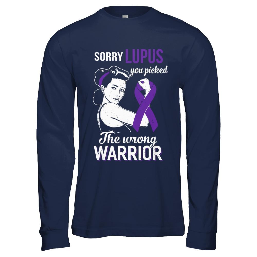 Sorry Lupus You Picked The Wrong Warrior Lupus-T-Shirt & Hoodie-Long Sleeve T-Shirt-Navy
