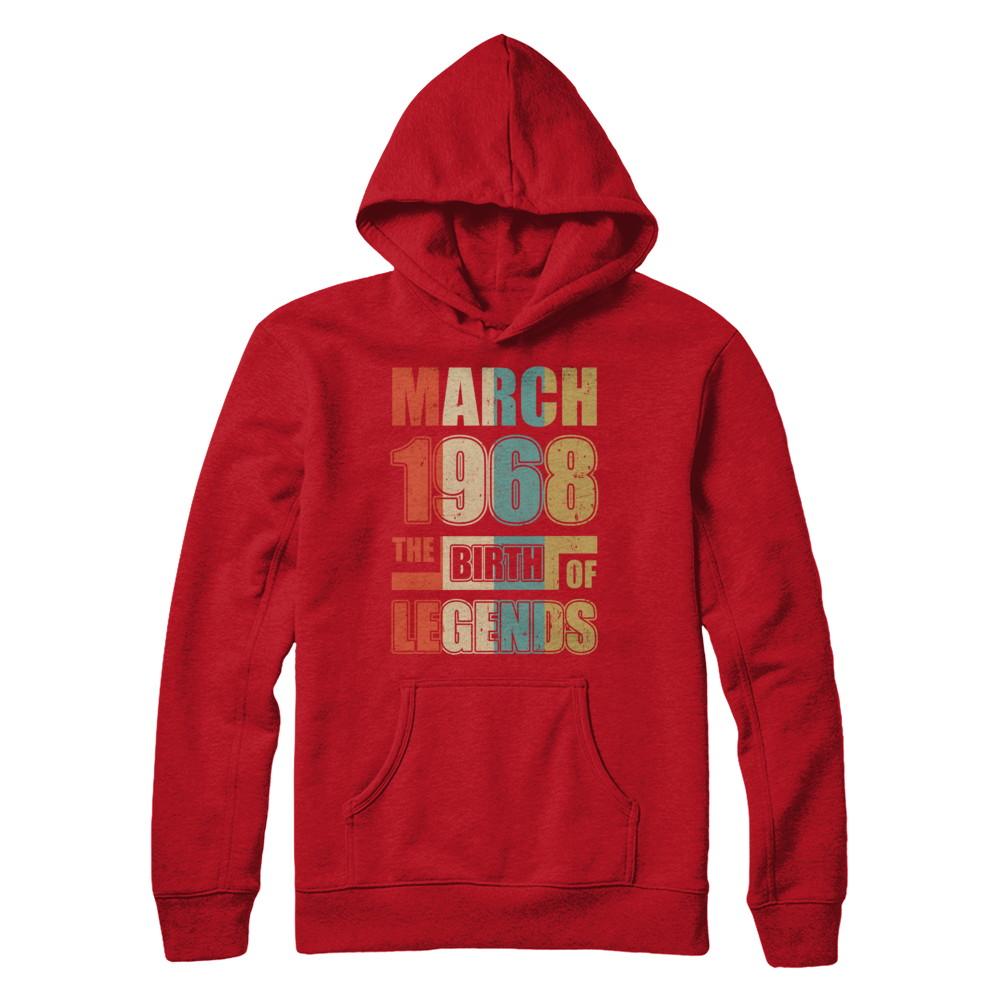 Vintage Retro March 1968 Birth Of Legends 53th Birthday-T-Shirt & Hoodie-Pullover Hoodie-Red