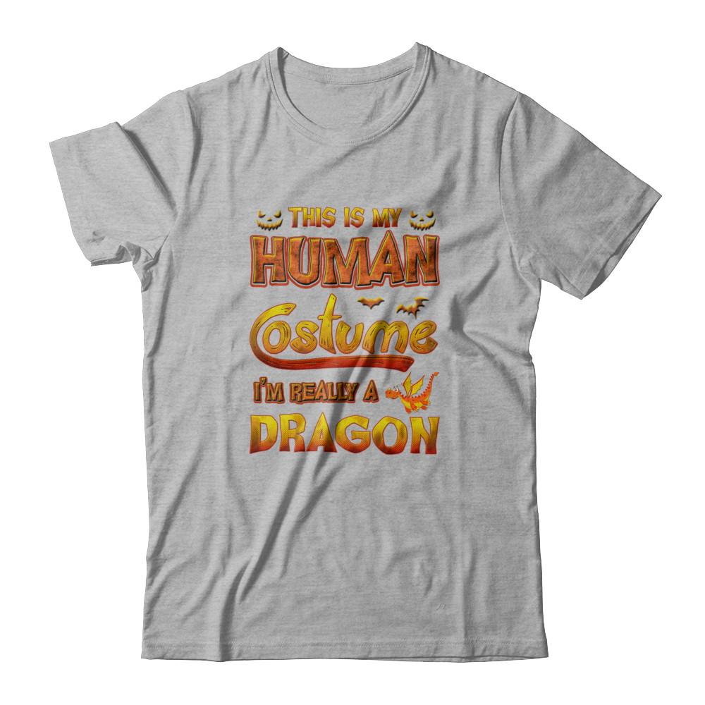 Dragon Halloween My Human Costume I'm Really A Dragon-T-Shirt & Tank Top-Premium T-Shirt-Heather Gray