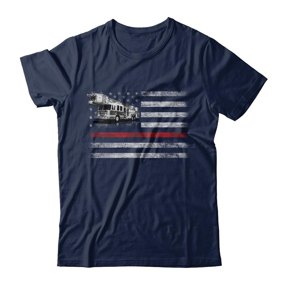 Patriotic Fireman American Flag Thin Red Line Firefighter-T-Shirt & Hoodie-Classic T-Shirt-Navy
