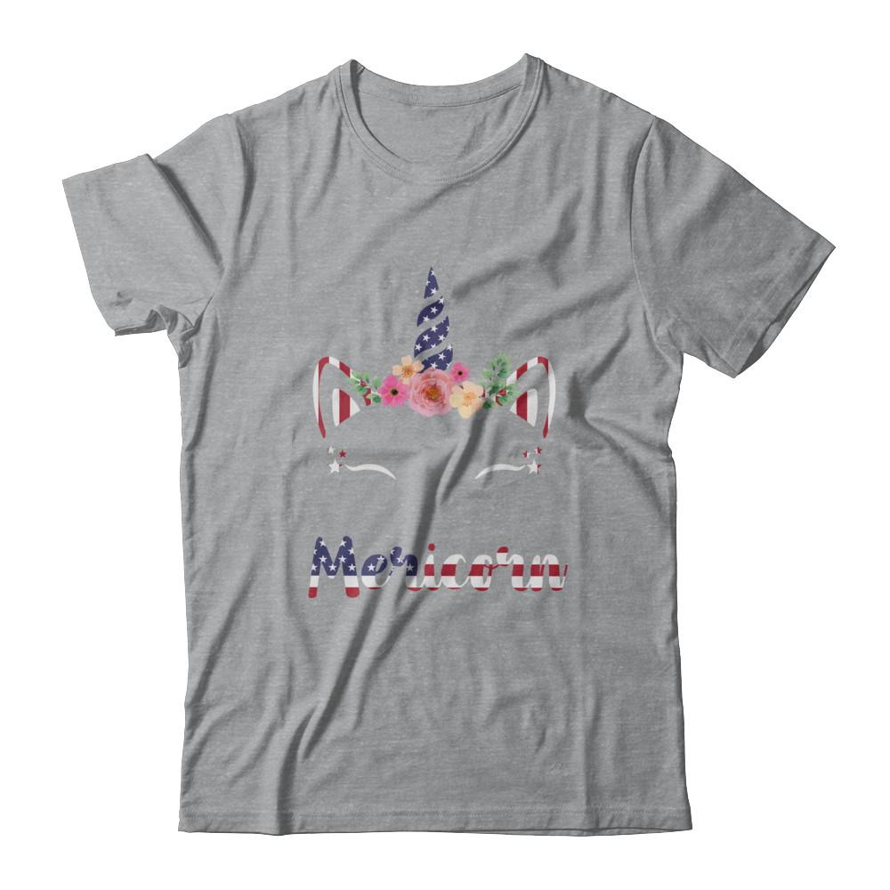 Independence Day Patriotic 4Th Of July Cat Unicorn Mericorn-T-Shirt & Hoodie-Classic T-Shirt-Sport Grey
