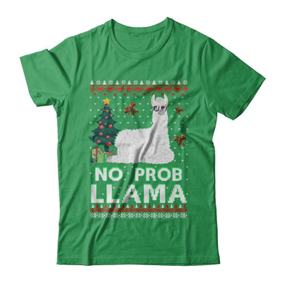 No Prob Llama No Drama Christmas Alpaca Sweater-T-Shirt & Sweatshirt-Premium T-Shirt-Kelly Green