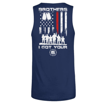 Brothers I Got Your Six Veteran-T-Shirt & Hoodie-Unisex Tank-Navy