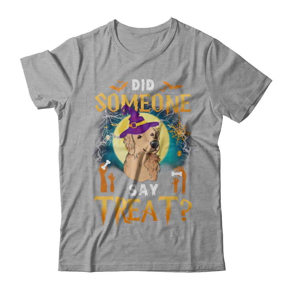 Did Someone Say Treat Golden Retriever Halloween Costume-T-Shirt & Hoodie-Classic T-Shirt-Sport Grey