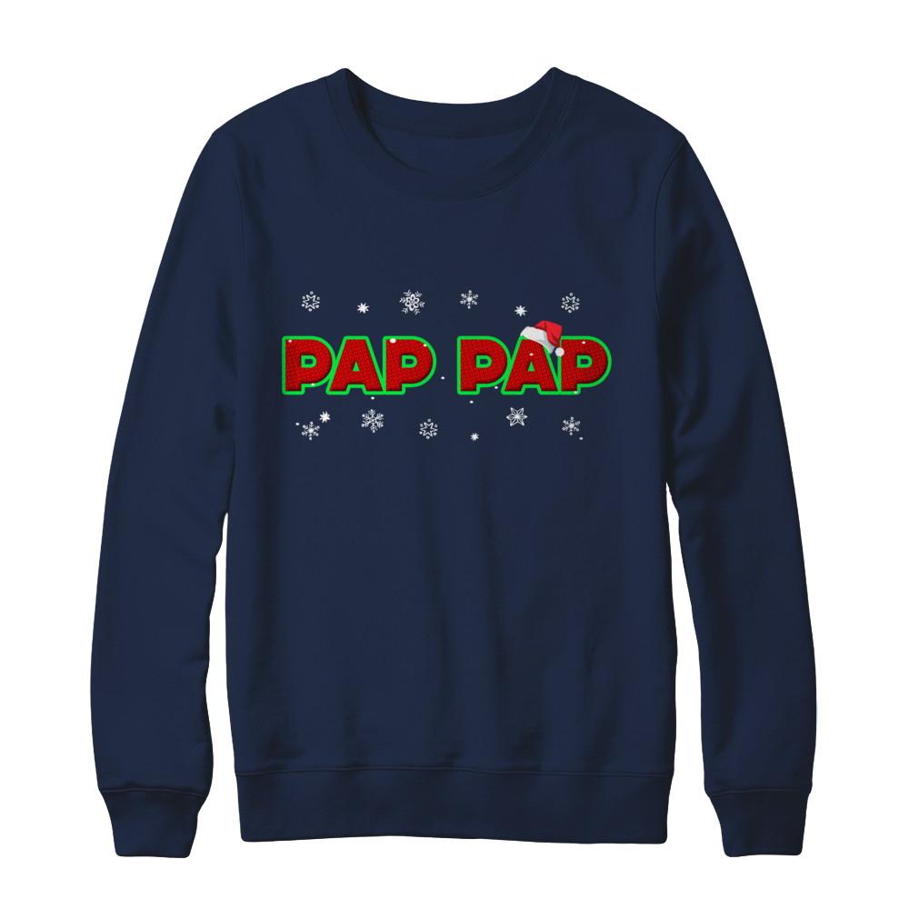 Pap Pap Christmas Santa Ugly Sweater Gift-T-Shirt & Sweatshirt-Crewneck Sweatshirt-Navy