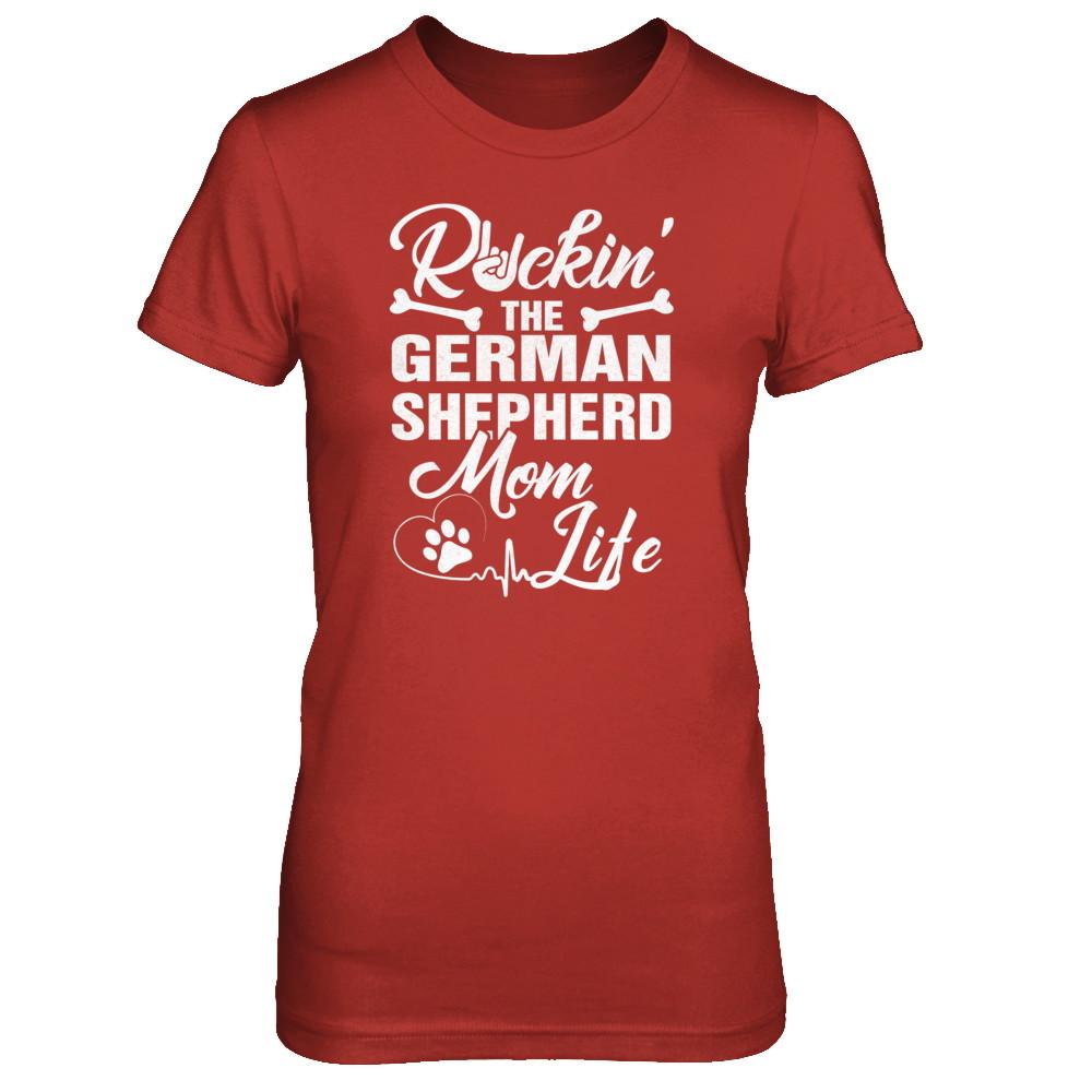 Rockin The German Shepherd Mom Life-T-Shirt & Tank Top-Women's T-Shirt-Red