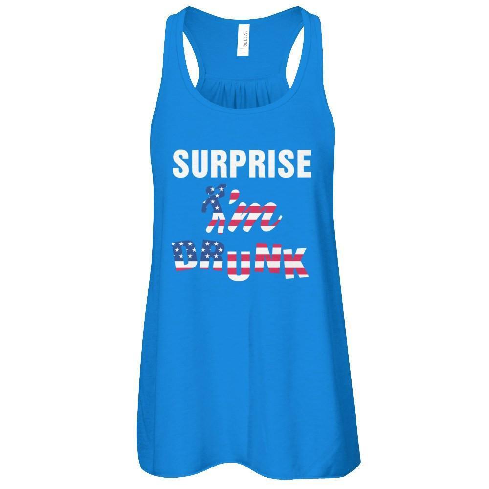 Surprise I'm Drunk 4Th Of July-T-Shirt & Tank Top-Women's Flowy Racerback Tank-True Royal