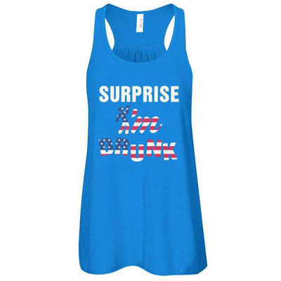 Surprise I'm Drunk 4Th Of July-T-Shirt & Tank Top-Women's Flowy Racerback Tank-True Royal