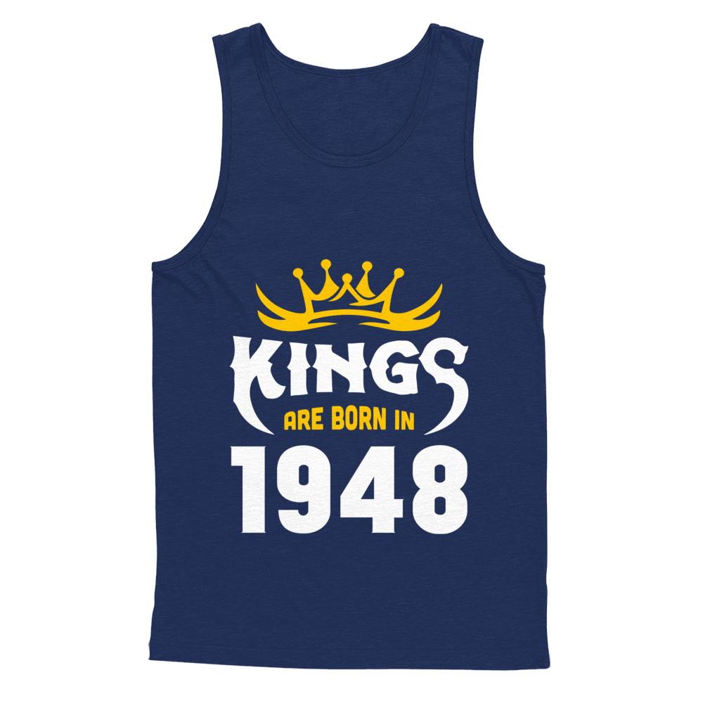 Kings Are Born In 1948 Birthday Gift-T-Shirt & Hoodie-Unisex Tank-Navy
