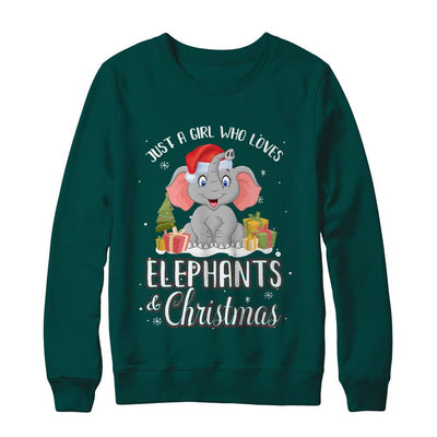 Just A Girl Who Loves Elephants And Christmas-T-Shirt & Sweatshirt-Crewneck Sweatshirt-Deep Forest