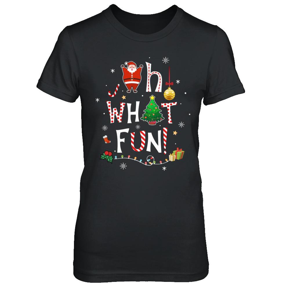 Oh What Fun Christmas Tree Funny Xmas-T-Shirt & Sweatshirt-Women's T-Shirt-Black