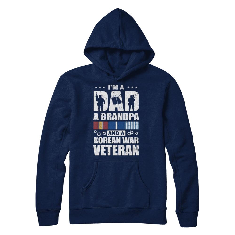 Dad A Grandpa And A Korean War Veteran Fathers Day-T-Shirt & Hoodie-Pullover Hoodie-Navy