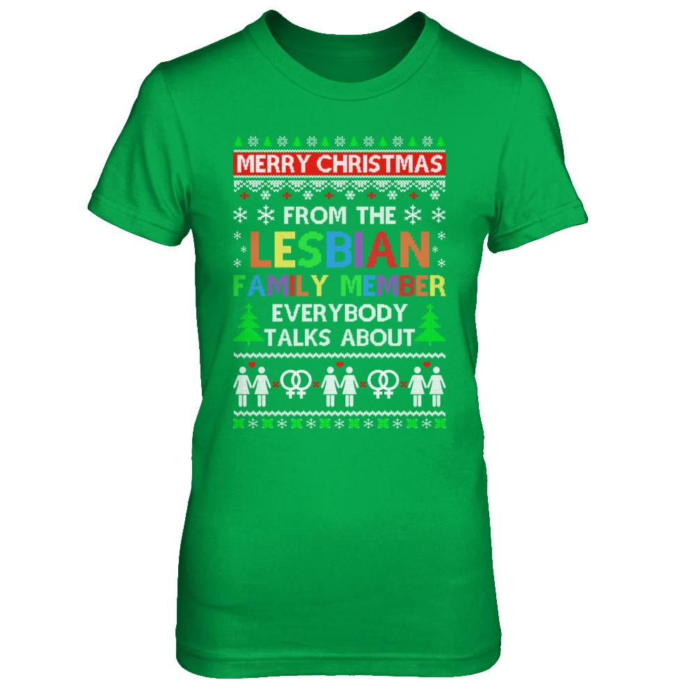 LGBT Merry Christmas From Lesbian Aunt Family Ugly Sweater-T-Shirt & Sweatshirt-Women's T-Shirt-Irish Green