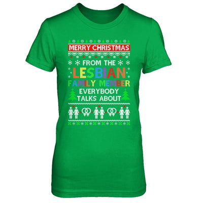 LGBT Merry Christmas From Lesbian Aunt Family Ugly Sweater-T-Shirt & Sweatshirt-Women's T-Shirt-Irish Green