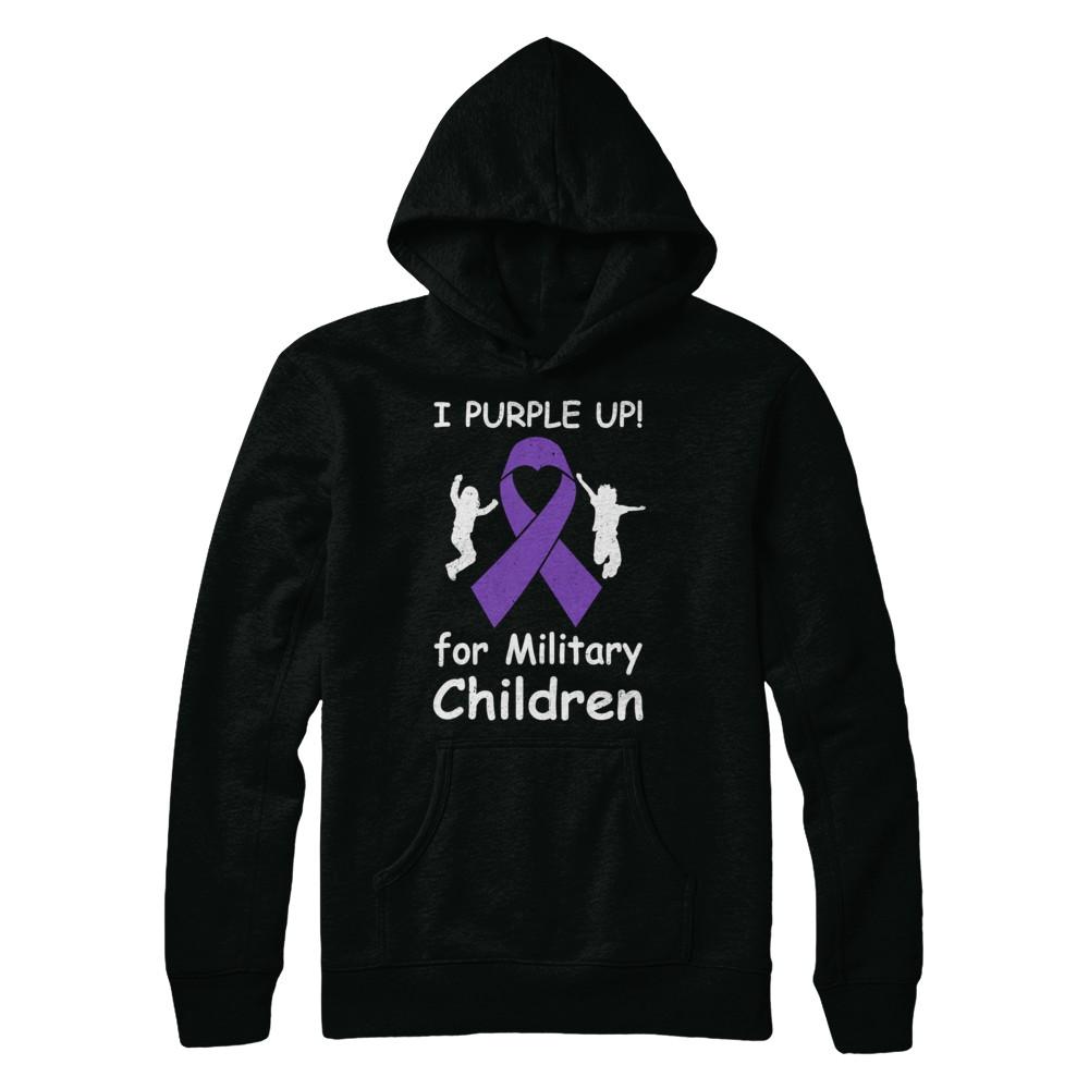 I Purple Up For Month Of The Military Child-T-Shirt & Hoodie-Pullover Hoodie-Black