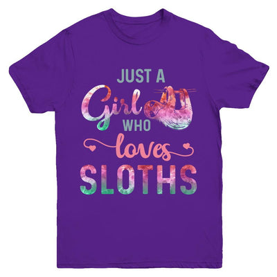 Just A Girl Who Loves Sloths Sloth Lover Youth-Youth Shirt-Youth T-Shirt-Purple