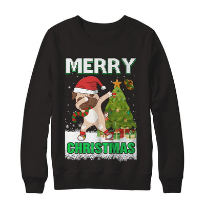 Cute Pug Claus Merry Christmas Ugly Sweater-T-Shirt & Sweatshirt-Crewneck Sweatshirt-Black