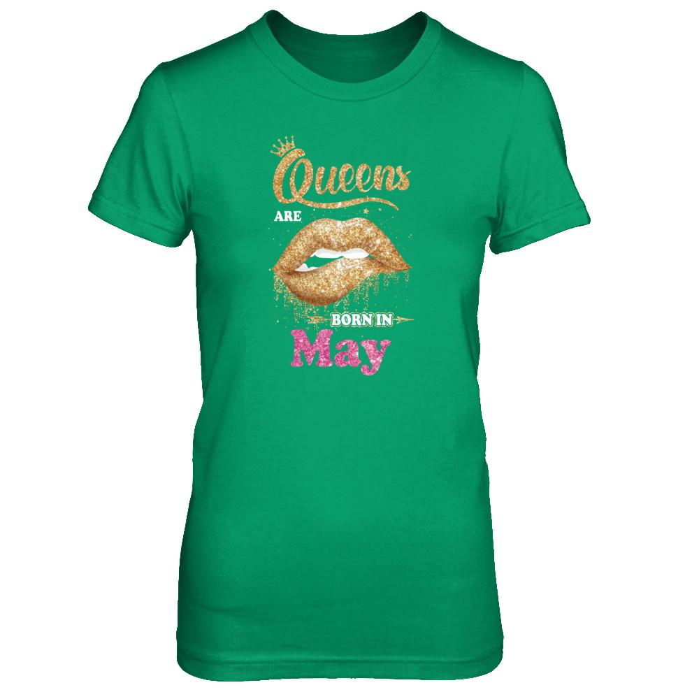 Lipstick Black Queens Are Born In May Birthday Gift-T-Shirt & Tank Top-Women's T-Shirt-Irish Green