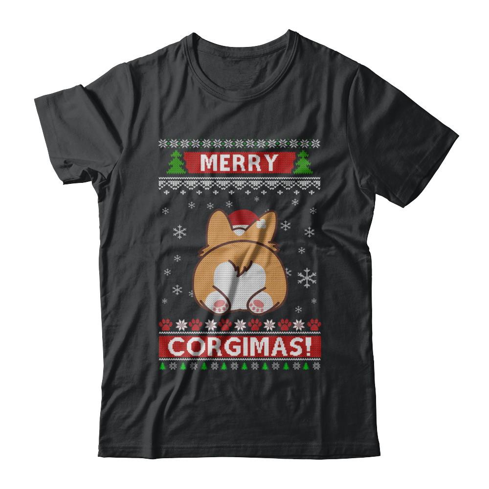 Xmas Merry Corgmas Santa Corgi Ugly Christmas Sweater-T-Shirt & Sweatshirt-Classic T-Shirt-Black