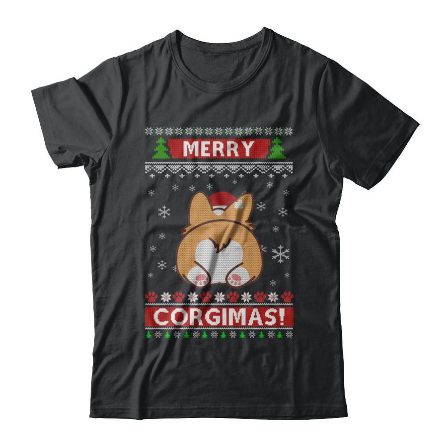 Xmas Merry Corgmas Santa Corgi Ugly Christmas Sweater-T-Shirt & Sweatshirt-Classic T-Shirt-Black
