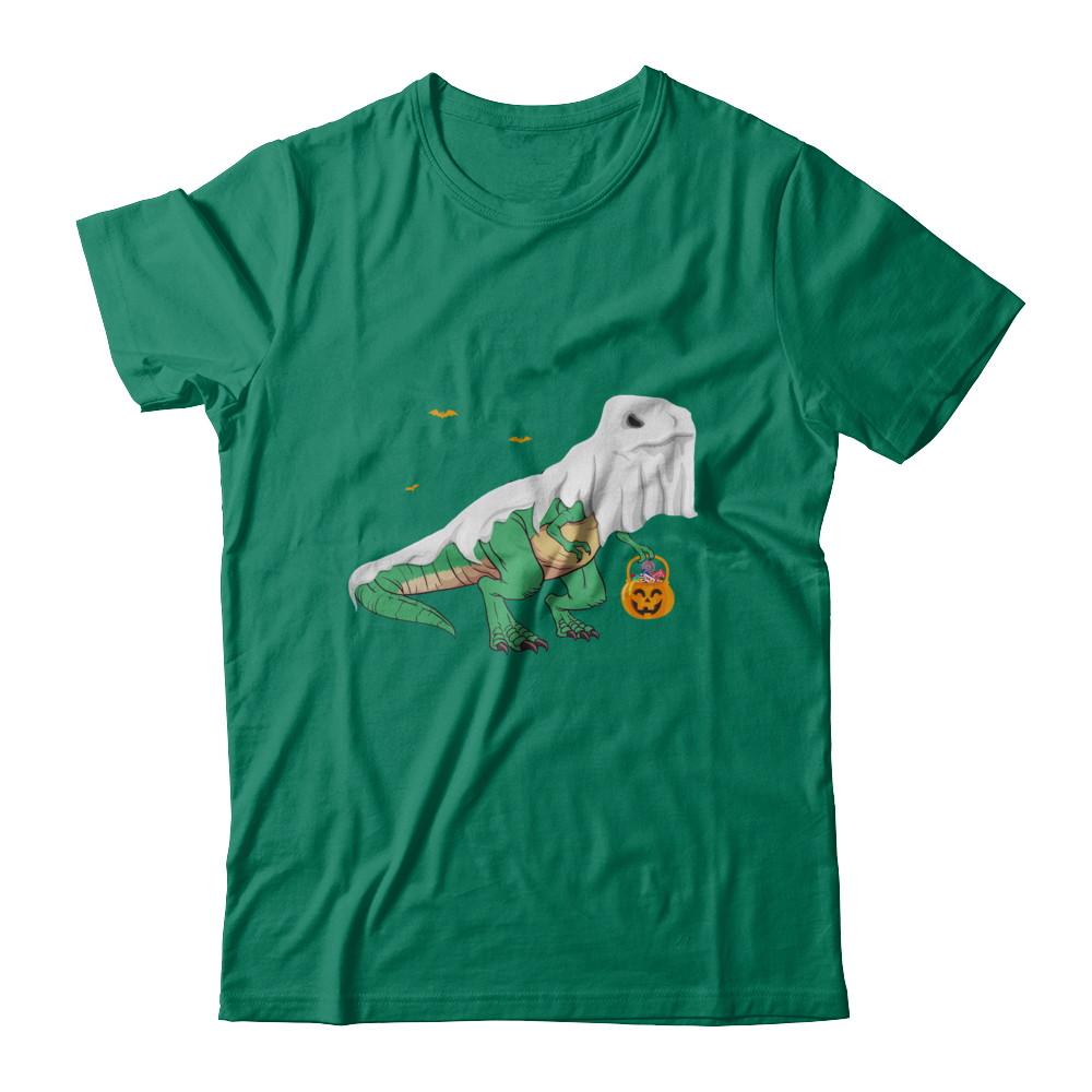 Halloween T Rex Dinosaur Ghost Trick Or Treat-T-Shirt & Hoodie-Classic T-Shirt-Kelly Green