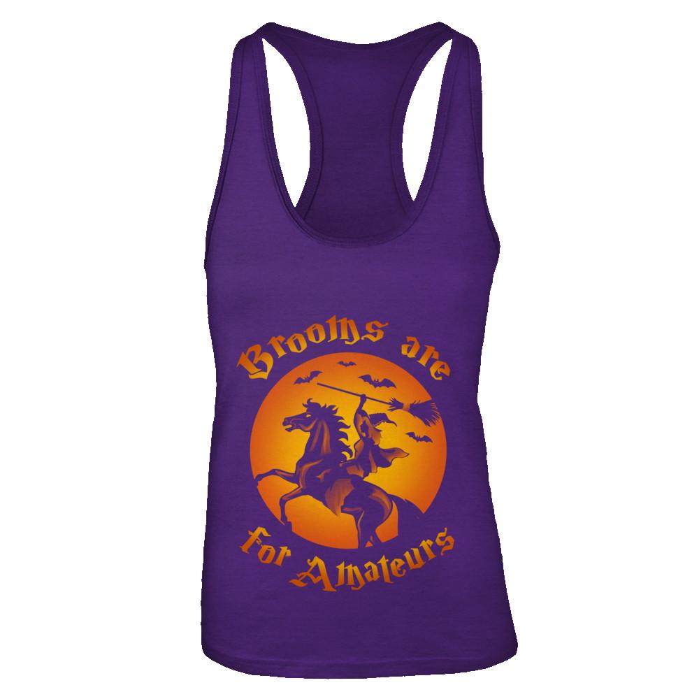 Brooms Are For Amateurs Funny Halloween Horse Riding-T-Shirt & Tank Top-Women's Ideal Racerback Tank-Purple Rush