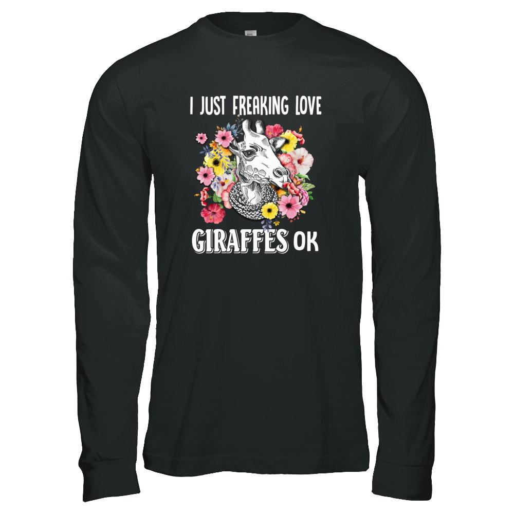 I Just Freaking Love Giraffes-T-Shirt & Tank Top-Long Sleeve T-Shirt-Black