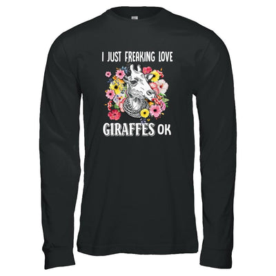 I Just Freaking Love Giraffes-T-Shirt & Tank Top-Long Sleeve T-Shirt-Black