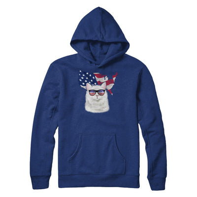 Funny Patriot Cat 4Th Of July American Flag-T-Shirt & Hoodie-Pullover Hoodie-Deep Royal