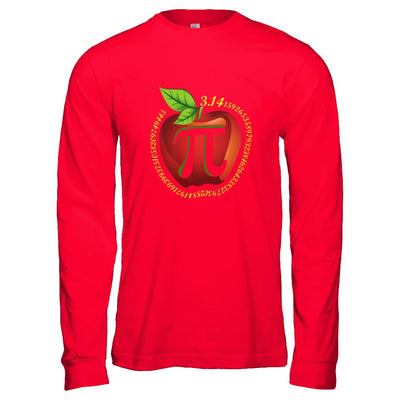 Teacher Apple Pi Math Happy Pi Day-T-Shirt & Hoodie-Long Sleeve T-Shirt-Red