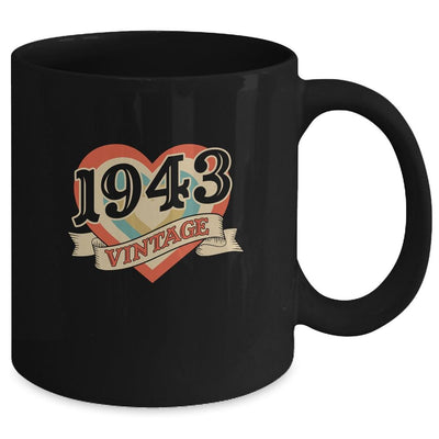 78th Birthday Gifts Classic Retro Heart Vintage 1943 Mug-Coffee Mug-Mug-Black