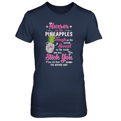 Funny Nurses Are Like Pineapples CNA Nursing Gift-T-Shirt & Tank Top-Women's T-Shirt-Navy