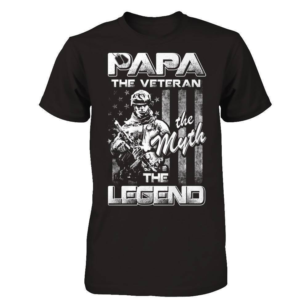 Papa The Veteran The Myth The Legend-T-Shirt & Hoodie-Classic T-Shirt-Black