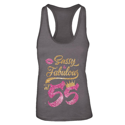 Sassy And Fabulous At 55th 1966 Birthday Gift-T-Shirt & Tank Top-Women's Ideal Racerback Tank-Dark Grey