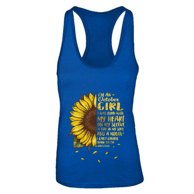 I Am An October Girl Birthday Gifts Sunflower-T-Shirt & Tank Top-Women's Ideal Racerback Tank-Royal