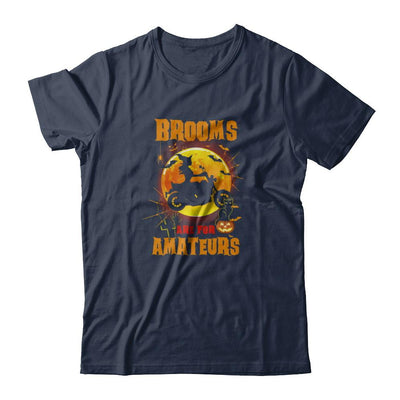 Brooms Are For Amateurs Funny Halloween Biker-T-Shirt & Tank Top-Classic T-Shirt-Navy
