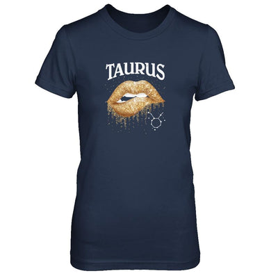 Taurus Zodiac April May Birthday Gift Golden Lipstick-T-Shirt & Tank Top-Women's T-Shirt-Navy