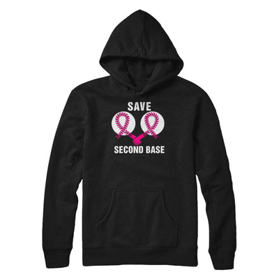Save The Second Base Breast Cancer Awareness Baseball-T-Shirt & Hoodie-Pullover Hoodie-Black