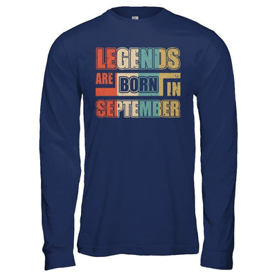 Classic Vintage Legends Are Born In September Birthday-T-Shirt & Hoodie-Bella Canvas - Unisex Jersey Long Sleeve Tee-Navy