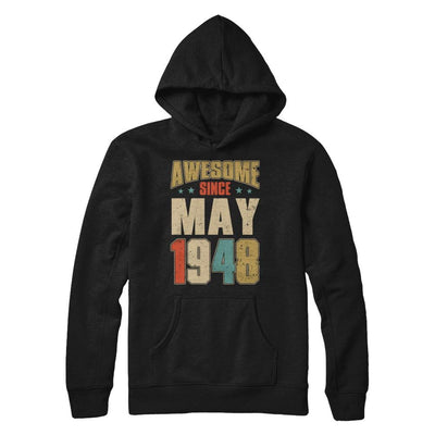 Vintage Retro Awesome Since May 1948 73th Birthday-T-Shirt & Hoodie-Pullover Hoodie-Black
