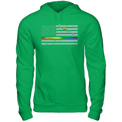 Love Rainbow Heart Flag Lesbian Gay Pride Lgbt-T-Shirt & Hoodie-Pullover Hoodie-Irish Green